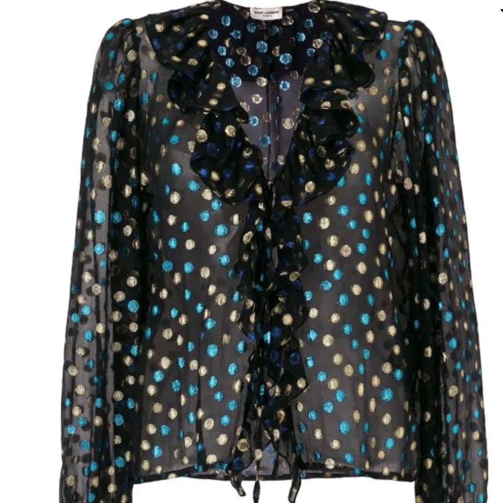 Saint Laurent blouse new with tags polka dots